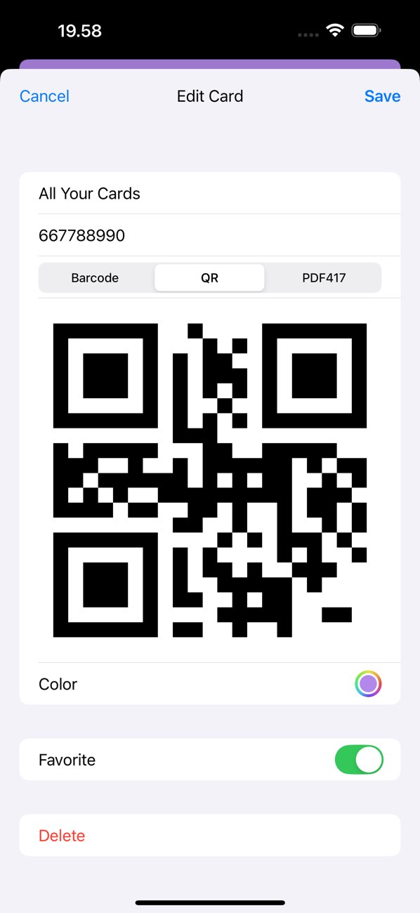 CardsPack loyalty card screenshot