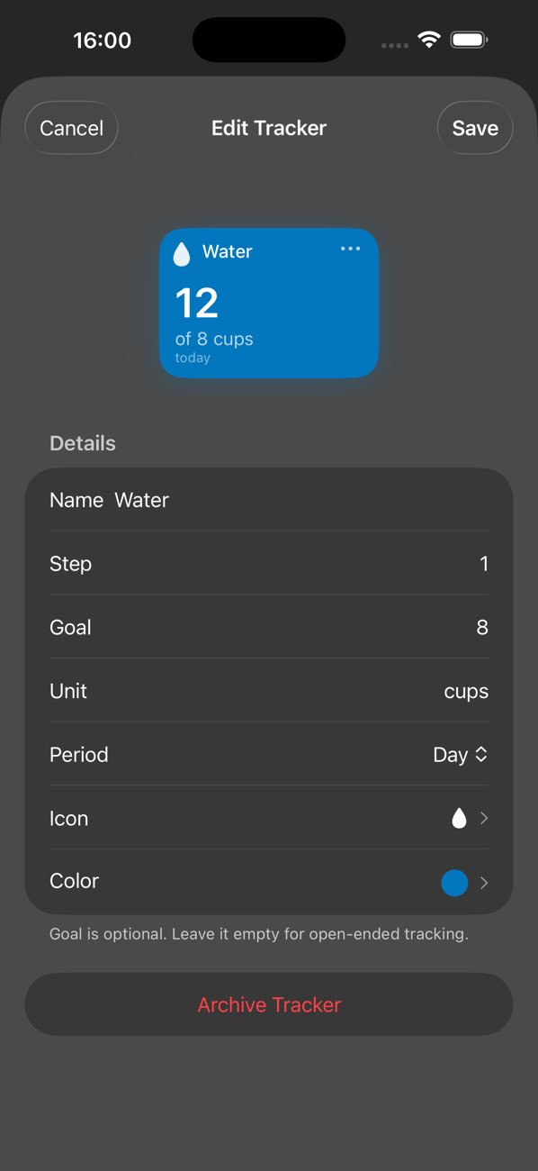 Tiny Tally tracker detail screenshot